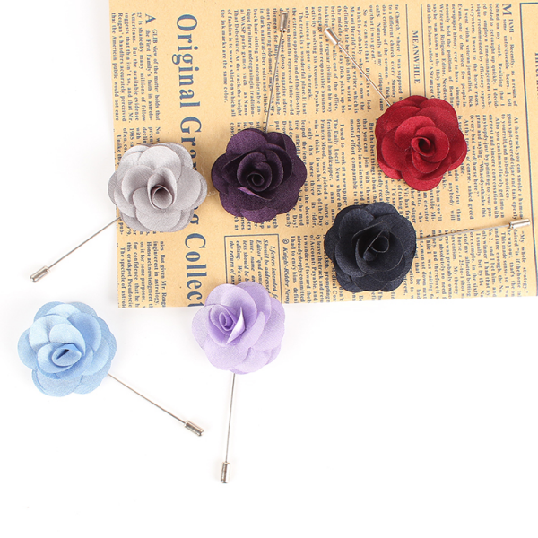 Dacheng Wholesale Shirt Accessories Handmade Men Colorful Metal Brooch Flower Lapel Pin 