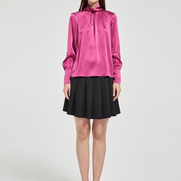 Women's Pink Long-sleeved Blouse